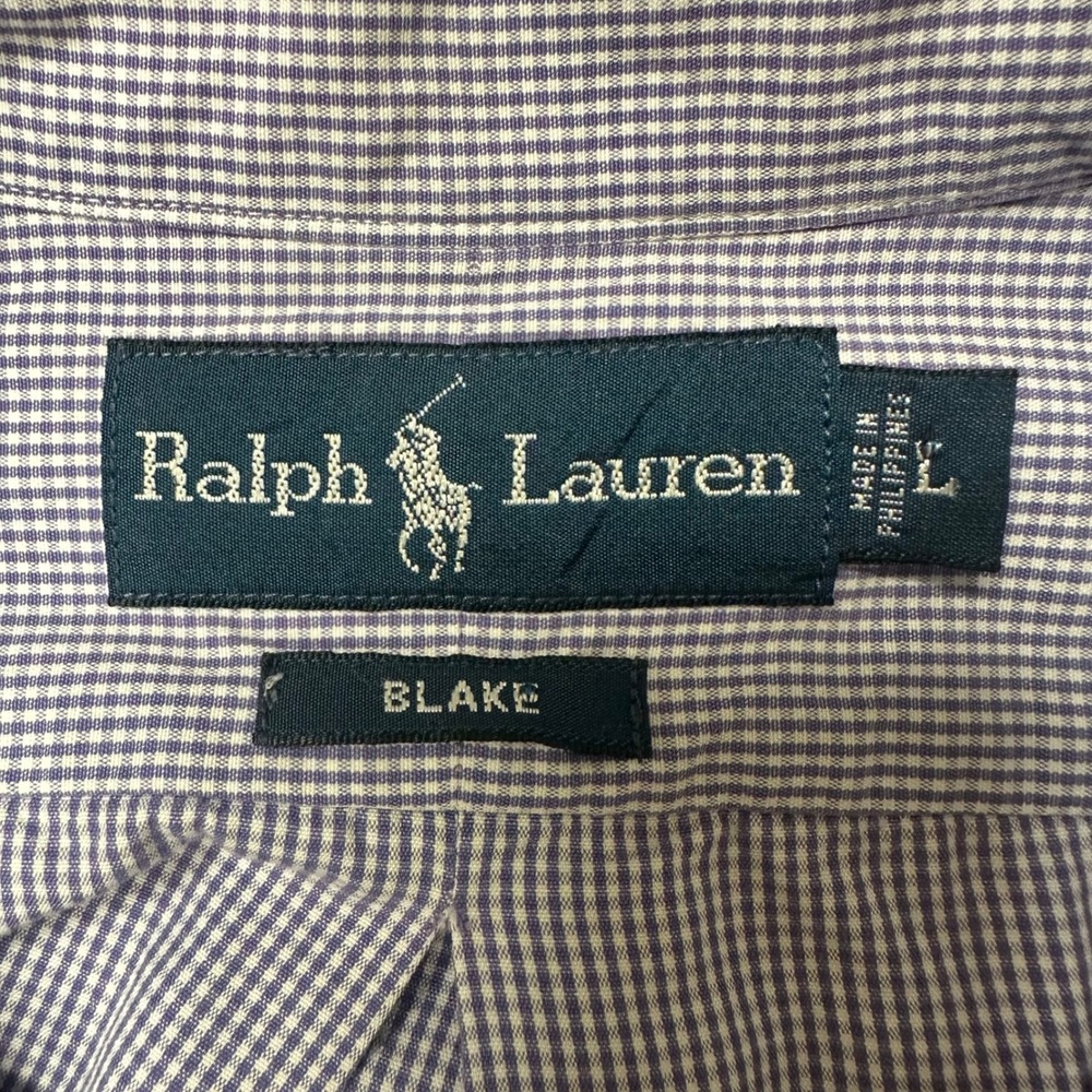 2- Ralph Lauren Button Down Blake Shirts Mens Large Micro Gingham Check Plaid - Picture 4 of 14